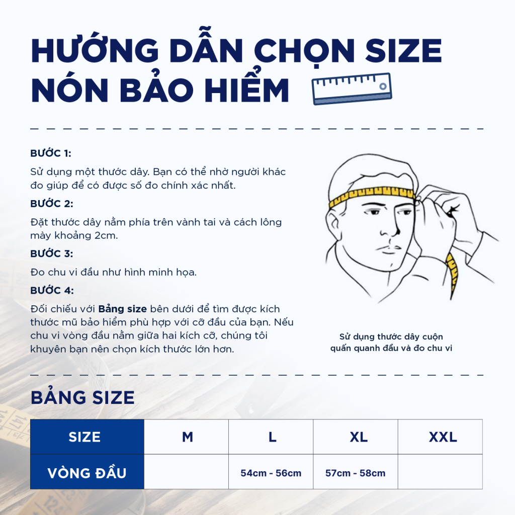 Bảng size và hướng dẫn đo size nón Royal M162K