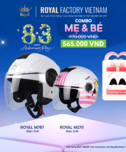 [Combo Mẹ & Bé] Mũ Bảo Hiểm 3/4 Royal M787, Mũ 3/4 Trẻ Em M230 | Trực tiếp từ NSX